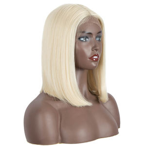 Peluca de encaje sintético resistente al calor rubia recta corta 12 pulgadas Bob Ombre rosa azul Color parte media pelucas de encaje para mujeres negras - Product Image 3