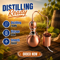 Kit de distillation domestique en cuivre rouge pur de qualité supérieure |   Alambic à huiles essentielles et à alcool de 10L à 50L pour la fabrication de whisky, de moonshine, de gin et de brandy