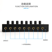 Amplificador de Potencia de Monitoreo de Ocho Vías HA800 con Distribuidor de Señal de Auriculares de Una Entrada y Ocho Salidas, Compatible con Formato de Audio MP3