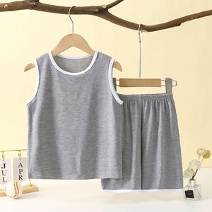 Conjunto de Pijama de Verano de Punto Fino para Niños, Nuevo Modelo Modal de 1 a 15 Años, Ropa de Casa Moderna para Niños, <span class=keywords><strong>Chaleco</strong></span> y Pantalones Cortos a la Moda para Bebés - Product Image 4