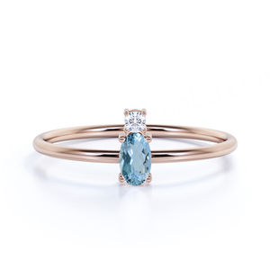 Anillo de Mujer Moderno, Plata de Ley 925, Anillo de Aguamarina con Pequeña Piedra Preciosa, Joyería, Anillo de Compromiso Delicado - Product Image 1