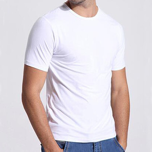 Camiseta Casual de Verano de Alta Calidad, al por Mayor, con Logotipo Personalizado, de Fibra de Bambú Sólida y Spandex, Fresca, Transpirable, de Corte Regular para Hombre - Product Image 3