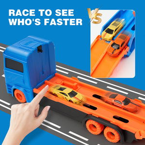 Camion de transport pliable, jouet, porte-voitures en métal moulé sous pression avec piste de course, véhicule transformable 3 en 1 pour enfants - Product Image 5