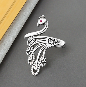 แหวนเงินถักแบบไทยทำมือสุดหรูพร้อมตะขอเกี่ยวสายรัดโลหะผสมสำหรับงานแต่งงานแบบโรแมนติก - Product Image 4