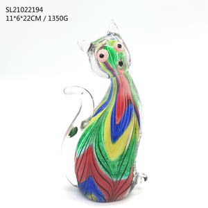 Ornamenti per gatti fatti a mano in vetro di arte Murano in vetro soffiato colorato per la decorazione domestica - Product Image 2