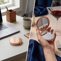 Miroir cosmétique rond gravé au laser UV Htpmart DIY 6,5*6,5 cm, miroir double face