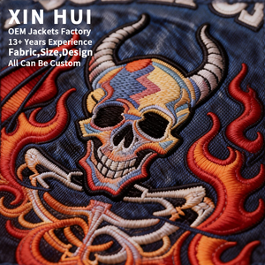 Chaqueta de Motociclista para Hombre, Invierno 2026, Logotipo Personalizado OEM, Lavado Oscuro, Bordado Frontal, Chaquetas Rock, Venta al por Mayor, Ropa Urbana de Alta Calidad - Product Image 2