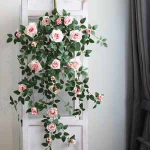 Guirnalda de Rosas Artificiales de 1m, Flor de Seda para Colgar en la Pared, Decoración Interior y Exterior para el Hogar - Product Image 4
