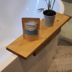 Bandeja de baño de madera rústica de nuevo diseño, estante de mesa de un lado con un accesorio de borde, estante lateral <span class=keywords><strong>para</strong></span> bañera <span class=keywords><strong>para</strong></span> uso en el baño - Product Image 6