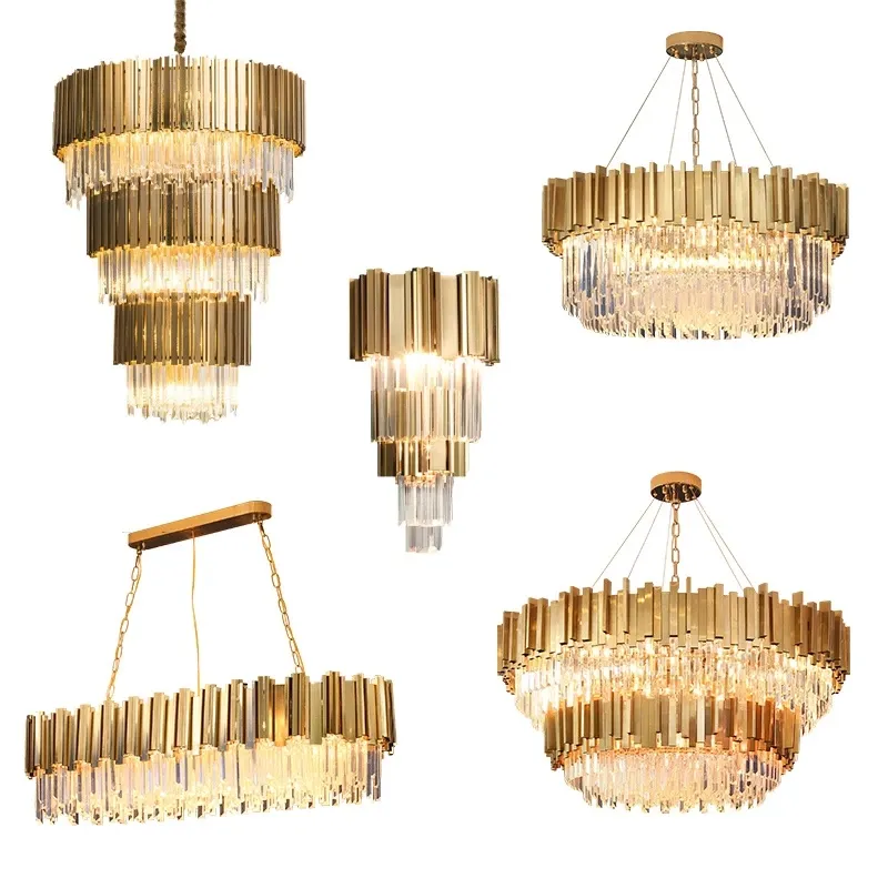 Wholesale Luxury Hotel Gold K9 Big Crystal Chandelier Led Pendant Kitchen Light