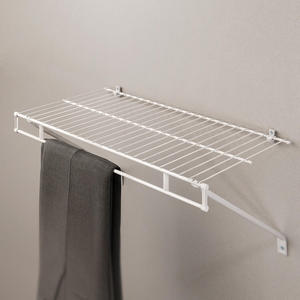 Wall Mounted Wire Shelf Clothes Rod Closet Organizer Adjustable Carbon Steel Garment <b>Rack</b> Storage - Product Image 5