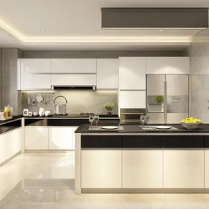 高品质多功能模块化厨房橱柜整体橱柜定制简单钢化玻璃台面厨房ca
