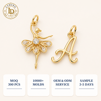 Breloques de chaussures en forme de ballerine dorée, breloques en cristal pour ballerines, accessoires pour chaussures, anneaux de jonction, quincaillerie, personnalisation OEM