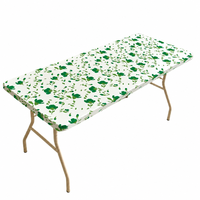 Nappe rectangulaire jetable en PEVA à imprimé floral vert foncé, bord élastique, imperméable, pour le dîner de Thanksgiving