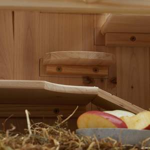 Gabbia per criceti a <span class=keywords><strong>4</strong></span> livelli in legno di pino con porta trasparente e ripiano portaoggetti per uso domestico come habitat per piccoli animali - Product Image 4