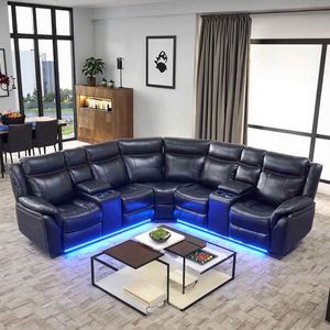 Hot Selling <b>U</b>-Shaped Manual Reclining Single Sofa Chair 3 2 1 Modular Leather Recliner for <b>Living</b> Room Villa Use - Product Image 1