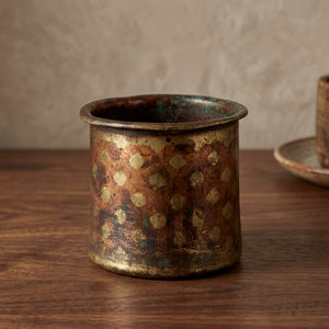Recipiente para Agua Bendita Panchpatra de Latón y Cobre Ganga Jamuna, Hecho a Mano, Color Antiguo, Calidad Premium de la India, Decoración para el Hogar, Tallado - Product Image 3