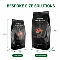 Sacs à café personnalisés noir mat à soufflets latéraux avec valve haute pour impression par gravure, thermoscellables, en PE, résistants à l'humidité, pour emballage de café