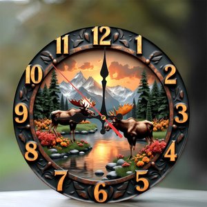 <b>Round</b> Wooden Wall Clock 25Cm Quiet Movement Minimalist Home Bedroom Living Room Hanging Clock - Product Image 2