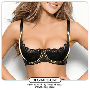 חזייה חדשה סקסית תחרה חצי קאפ מרופדת תומכת בטן נגד צניחה הלבשה תחתונה פוש אפ חזייה תמיכה גבוהה עם ברזלים לנשים - Product Image 2