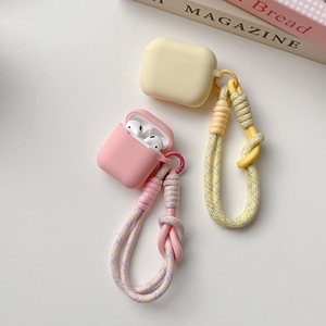 Étui en silicone souple de couleur unie pour Apple <span class=keywords><strong>Airpods</strong></span> 1 2 3 4 Pro2, housse pour écouteurs sans fil avec sangle de poignet, boîte de charge pour <span class=keywords><strong>Airpods</strong></span> Pro3 - Product Image 2