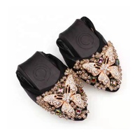 Chaussures décontractées pour femmes, chaussures de danse, chaussures de ballet à bout fermé, strass, semelles plates souples, chaussures pour femmes