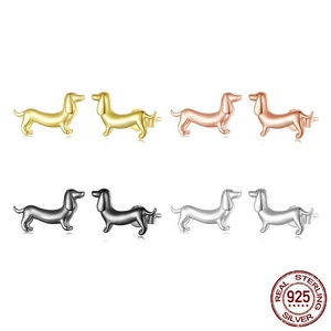 Aretes de Animales Adorables para Niños, Chapados en Oro de 18K, Plata S925, Antialérgicos, con Diseño de Perro Dachshund - Product Image 2