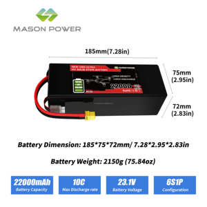 <span class=keywords><strong>Ultra</strong></span>-Hochspannungs 508,2Wh 22000mAh Festkörper-LiPo-Akku 23,1V 22Ah 10C für Industrie-UAVs & Elektrowerkzeuge - Product Image 2