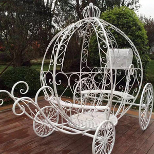 Q168 New Outdoor Garden <strong>Wedding</strong> Wrought Iron Carriage White Iron Pumpkin <strong>Car</strong> <strong>Wedding</strong> <strong>Decoration</strong> Prop Flower Float - Product Image 1