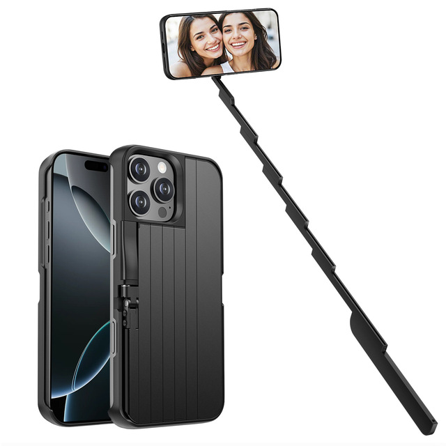 New Arrival Luxury Alloy Portable Phone Case BT Selfie Stick Multi-functional 3-in-1 Remote Control Outdoor Use for for 16 15