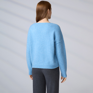 Women's Crewneck Knit <b>Pullover</b> <b>Sweater</b> Wool Blend Soft Long Sleeve Casual Solid Light Blue Knitwear for Autumn Winter - Product Image 6