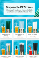 Smartops Logo personnalisé imprimé pailles jetables en PP pailles Boba en plastique emballées individuellement pour accessoires de boisson Bubble Tea