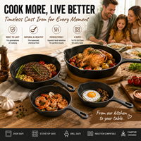 Poêle en fonte pour la cuisson avec une répartition uniforme de la chaleur, idéale pour frire, saisir, cuire au four, griller et la cuisson quotidienne