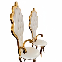 Chaises de banquet en acier inoxydable de luxe pour la location de fêtes, chaises de salle à manger, chaises de banquet dorées et blanches, vente en gros