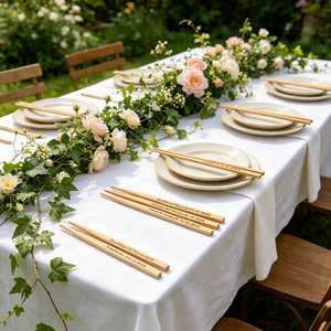 Baguettes personnalisées pour mariage, baguettes en bambou gravées avec le nom, cadeaux de fête, décorations pour la fête nuptiale et la réception - Product Image 3