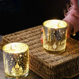 クリエイティブな光に敏感なLEDの香りのキャンドルロマンチックな香りのキャンドルメッキスターガラスキャンドルジャー装飾用