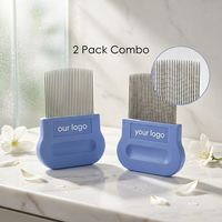 Peigne à poux en acier inoxydable avec aiguilles à rainures spirales, lot de 2, outil professionnel de suppression des lentes pour la famille, brosse pour la vente en gros mondiale