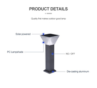 Lampadaire solaire LED d'extérieur pour jardin, IP65 étanche, double température de couleur, en aluminium, pour villa et cour