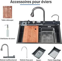Casa De Campo Hecha a Mano De Acero Inoxidable 304 Cascada De Lluvia Voladora Fregadero De Cocina Inteligente Lavabo Dor