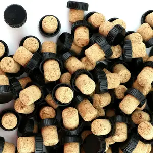 Plain Color Synthetic T Shape Cork Stopper With Aluminum Top Cap Bottle Stopper Plastic Elastomer Synthetic Cork And Wooden Cap