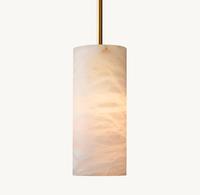 Lustre cylindrique moderne en albâtre naturel, luminaire suspendu LED minimaliste pour îlot de cuisine, salle à manger, éclairage intérieur