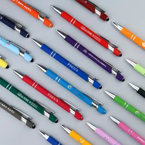 Aluminum Ballpoint Pen With Soft Rubber Touch Screens Cheap Custom Logo For Mobile Phone Ball Pen With Logo