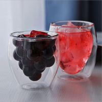 Gobelet personnalisé en verre borosilicate soufflé à la main à double paroi en forme de fruit 3D, résistant à la chaleur, avec logo personnalisé pour les fêtes
