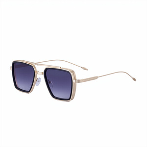 Lunettes de soleil carrées HJ-7333, monture en métal, unisexe, protection UV400, classe 2, design plein cadre pour hommes et femmes - Product Image 1