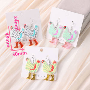 زوج أقراط على شكل دجاجة متدلية أكريليك بحُلي حيوانات هدية عيد ميلاد للسيدات - Product Image 5