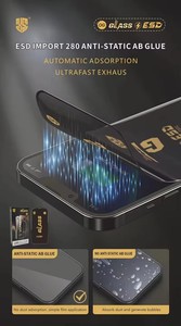 OG ESD HD Film protecteur d'écran en verre trempé antistatique pour <span class=keywords><strong>iPhone</strong></span> 16 15 <span class=keywords><strong>14</strong></span> 13 12 Pro Max pleine colle antichoc haute aluminium - Product Image 4