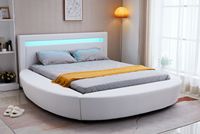 Cama Redonda de Lujo con Forma de Pétalo, Tamaño King, Queen, Doble, Cama Circular de Princesa, Color Personalizado, Marco de Cama Redondo con LED