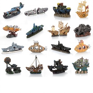 Decoraciones para Acuarios: Naufragio de Avión, Naufragio de Barco, Submarino, Cuevas para Esconderse para Peces y Camarones, Adornos para Reptiles - Product Image 1