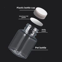 Bouteilles carrées en plastique transparent avec couvercles pour l'emballage individuel d'échantillons liquides en PET, bouteilles vides