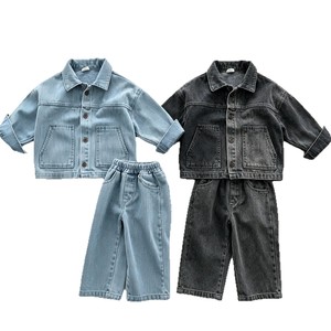 Jongens Herfst/Lente Nieuwe Stijlvolle Denim Tweedelige Outfit <span class=keywords><strong>Set</strong></span> voor <span class=keywords><strong>Baby</strong></span>'s & Kinderen Casual Stijl - Product Image 1
